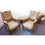 A very fine pair of 19th century upholstered walnut armchairs;