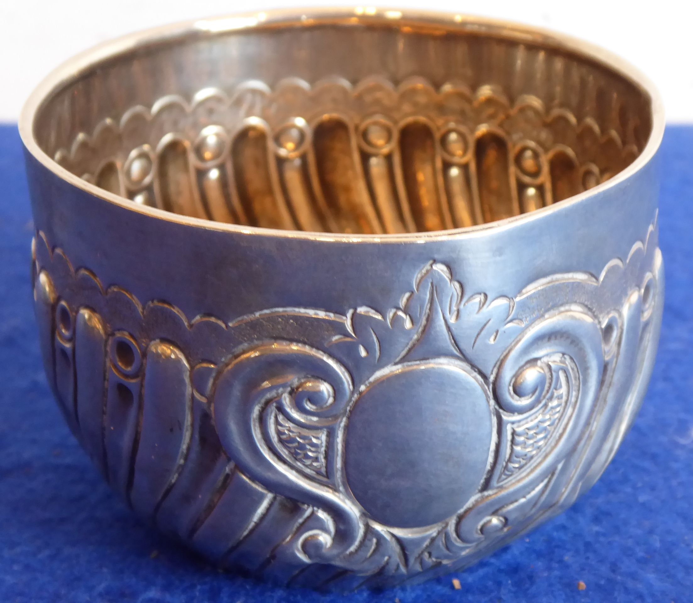 A late-19th century circular silver sugar bowl with gilded interior;