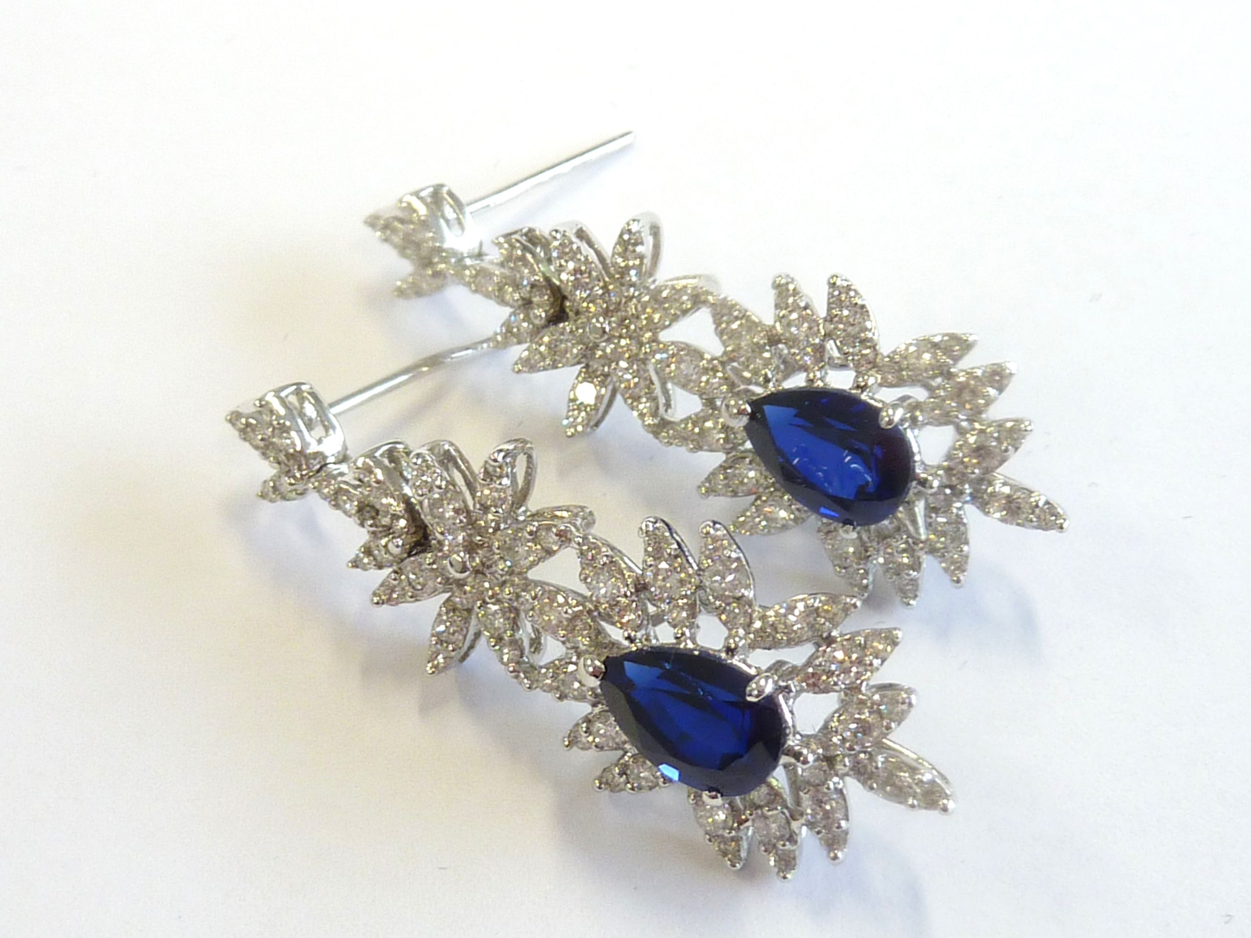 A pair of sapphire and diamond earrings (matching lot 334) - Image 7 of 7