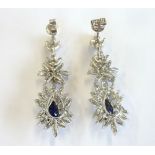 A pair of sapphire and diamond earrings (matching lot 334)