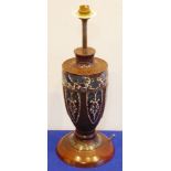 An Oriental bronze and enamel lamp base;