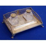 A hallmarked silver ink/desk stand;