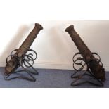 A pair of cast iron cannon (probably 17th/18th century);