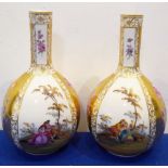 A pair of late-19th century Dresden-style porcelain bottle vases;