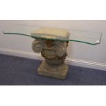 ADDED LOT A stylish Classical-style gilt-plaster and marblised console table having heavy