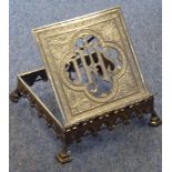 A 19th century adjustable lectern-style silver-plated bible stand;