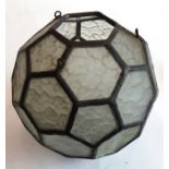 A French Art Deco period frosted-glass and lead-light shade made with glass hexagons (21cm