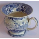 A rare 19th century Davenport pottery table spittoon in the blue and white 'Muleteer' pattern, circa