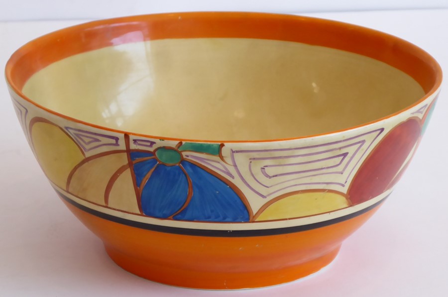 An Art Deco period Clarice Cliff Fantasque pottery bowl hand decorated in the Melon pattern, circa