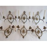 F. & C. Osler, a rare set of six gilt-bronze (with cut-glass droplets) neo Classical-style wall