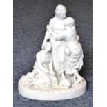 A large 19th century Parian figure (possibly Minton) 'Naomi and Her Daughters in Law', printed marks