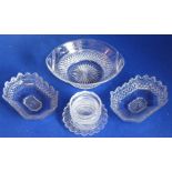 Fine cut glassware to include oval two-handled bowl hand engraved with swags in the neo Classical