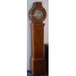 A 19th century Biedermeier-style birch longcase clock; the 12" circular dial with Roman numerals and