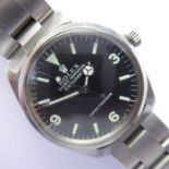 A gentleman's fine vintage Rolex Oyster Perpetual Explorer Super Precision wristwatch; the black