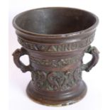 A Dutch bronze miniature mortar, circa 1900, after a 16th century original with inscription dated