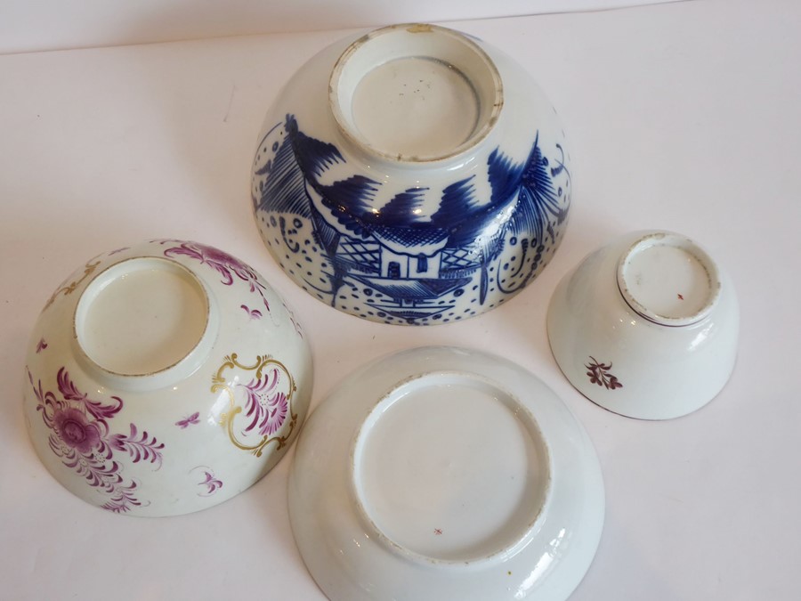 Assorted early English porcelain to include an 18th century footed bowl (probably Worcester) hand- - Image 2 of 2