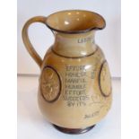 A late 19th century commemorative Doulton Lambeth stoneware jug, 'Leeds Election 1880'; the arms