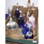 Eight assorted sized, shaped and coloured glass bells (probably 19th century), together with a