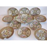 A 19th century eleven-piece Chinese Canton porcelain part dessert service comprising six circular