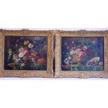 A fine pair of gilt-framed 19th century oil on canvas still-life studies of various flowers