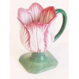 A circa 1830/40 English pottery tulip cup in the Spode style; in the form of a tulip with green