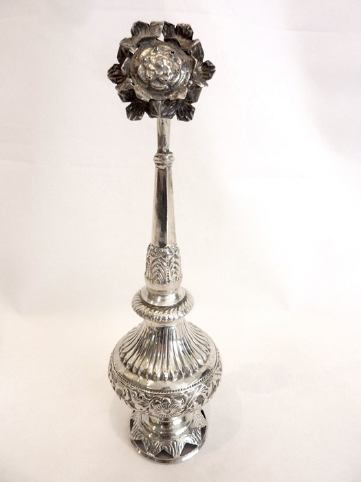 An antique silver rosewater sprinklerNo major issued noted although one of the pointed petals - Image 4 of 9