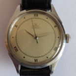 A gentleman's vintage steel-cased Omega wristwatch, the silvered-coloured dial signed Omega