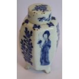 An attractive porcelain vase and cover, Kangxi (1662-1722), painted in underglaze blue on the tall