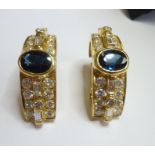 A pair of superb quality large sapphire and diamond 18-carat gold clip-on earrings