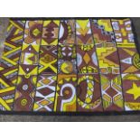 A large Zulu waxed fabric wall hanging brought in Durban from the Zulu artist reserve