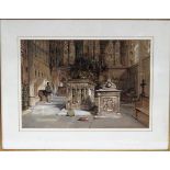 G. Cattermole, watercolour of the, Interior of Beauchamp Chapel, Wawick, titled verso, 28cm x 40.