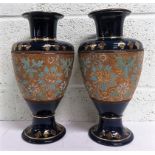 Pair of Royal Doulton vases with 'Doulton Slaters Patent' impressed to the underneath, 34cm high