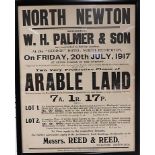 Somerset interest - an agricultural auction bill for the sale two lots of arable land on the road