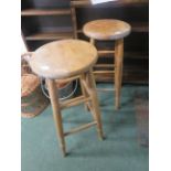 Two pine bar back stools