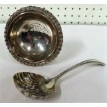 Silver sifter, hallmarked for , together with a silver plated wine funnel (2)