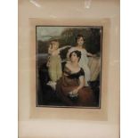 After Sir Thomas Lawrence PRA, a mezzotint titled Lady Acland & Children by W. A. Cox, and signed in