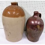19th century stoneware cider jar, un-named, together with another stoneware cider jar for, Henry