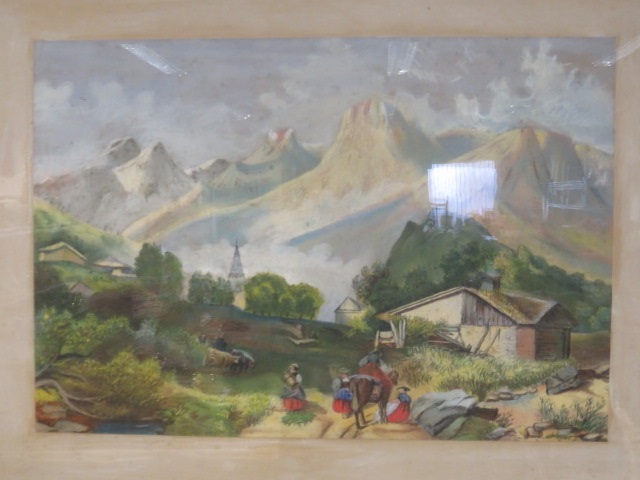 Two unsigned watercolours, possibly by the same hand, the first of a mountainous landscape scene, - Image 3 of 4