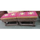 A pair of 18th/19th century carved oak prayer stools