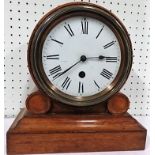 Light oak domed single fusee mantel clock, with Roman Numeral dial