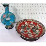 Oriental charger decorate with figures to the centre, 30cm diameter, together with an oriental