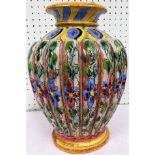 Ribbed floral heavy ceramic vase