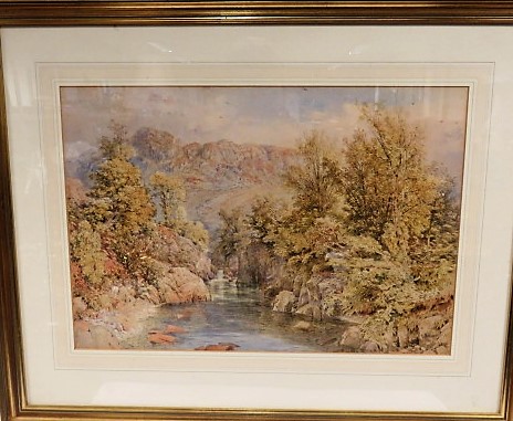 J. Penson, watercolour of a river scene (possibly Cheddar Gorge), signed, 35cm x 50cm, framed