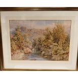 J. Penson, watercolour of a river scene (possibly Cheddar Gorge), signed, 35cm x 50cm, framed