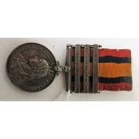 A Queen Victoria Boar War medal bars to Cape Colony, Orange Free State and South Africa, 1902, named