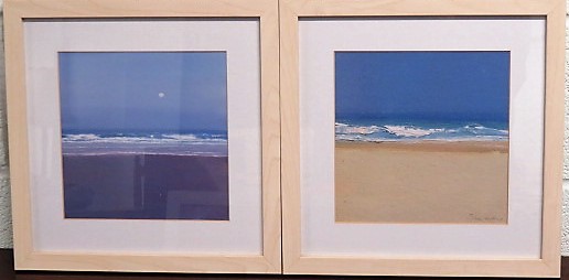 Two prints of seascapes by the same hand, artist signature indistinct, each 22cm x 22cm, and both