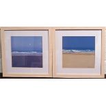 Two prints of seascapes by the same hand, artist signature indistinct, each 22cm x 22cm, and both