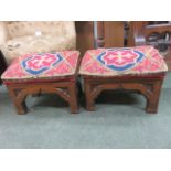 Pair of late 19th century prayer stools stained as oak