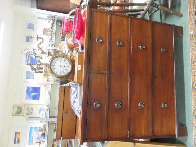 Mahogany chest of two short above three long graduating drawers, 100cm x 109cm x 102cm