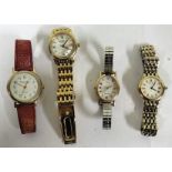 Four ladies wristwatches to include a mother of pearl faced Rotary watch, a Seiko, an Accurist,